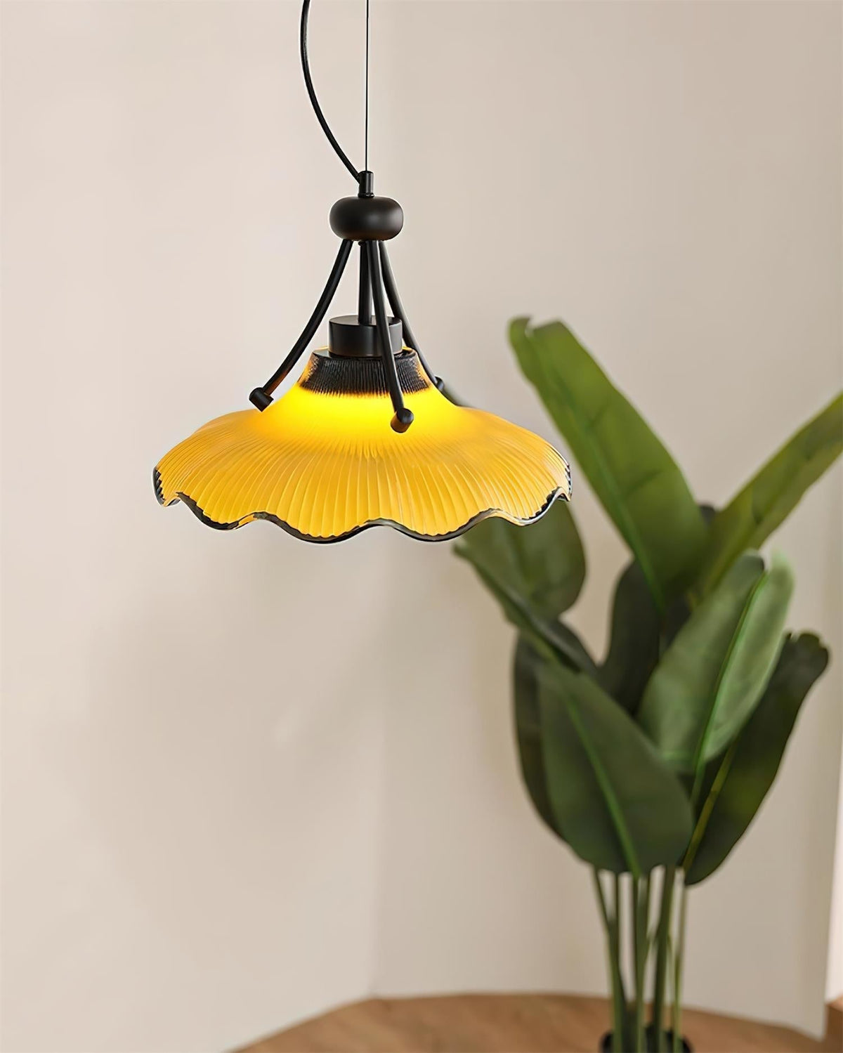 Vitrina Pendelleuchte Gelb Wellig Rüschen Vintage Esszimmer Küche | Cielum