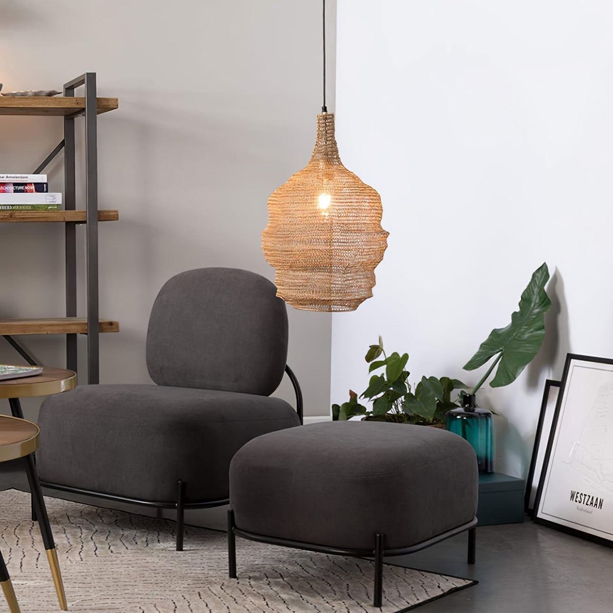 Vae Industrielle Pendelleuchte aus Drahtgitter