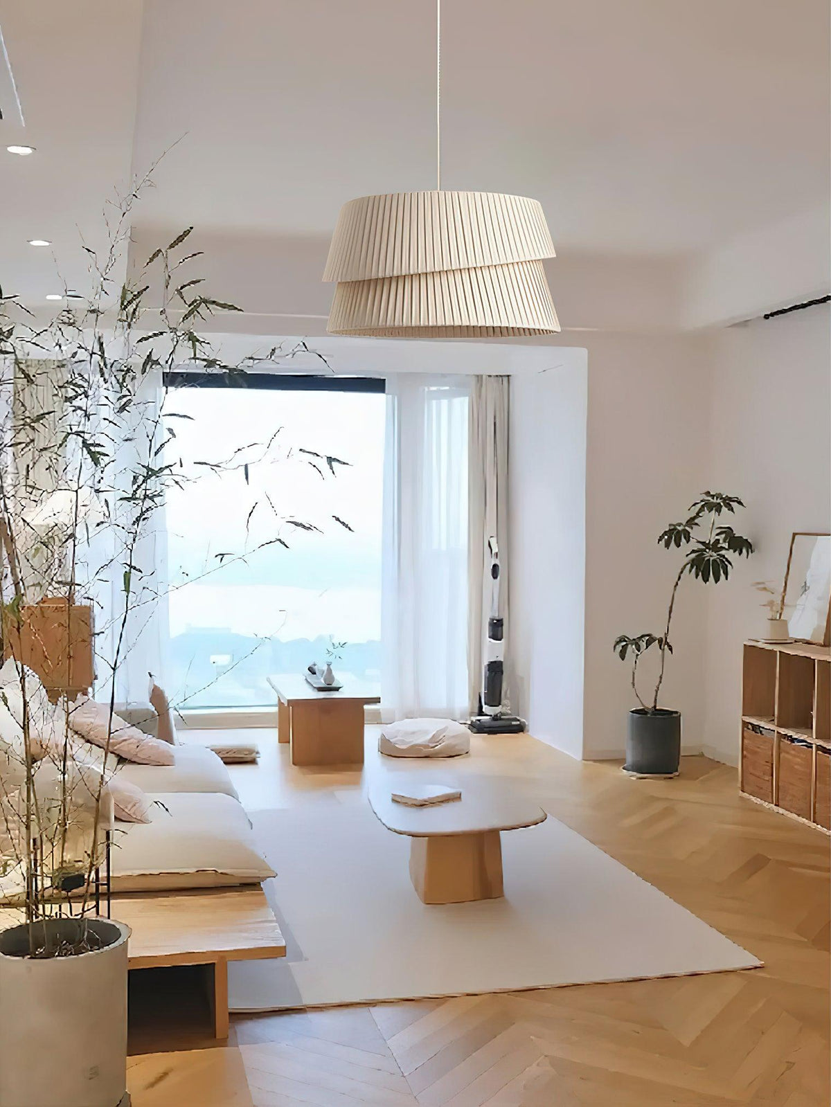 Tocan Pendelleuchte aus Stoff skandinavischer Art in Beige