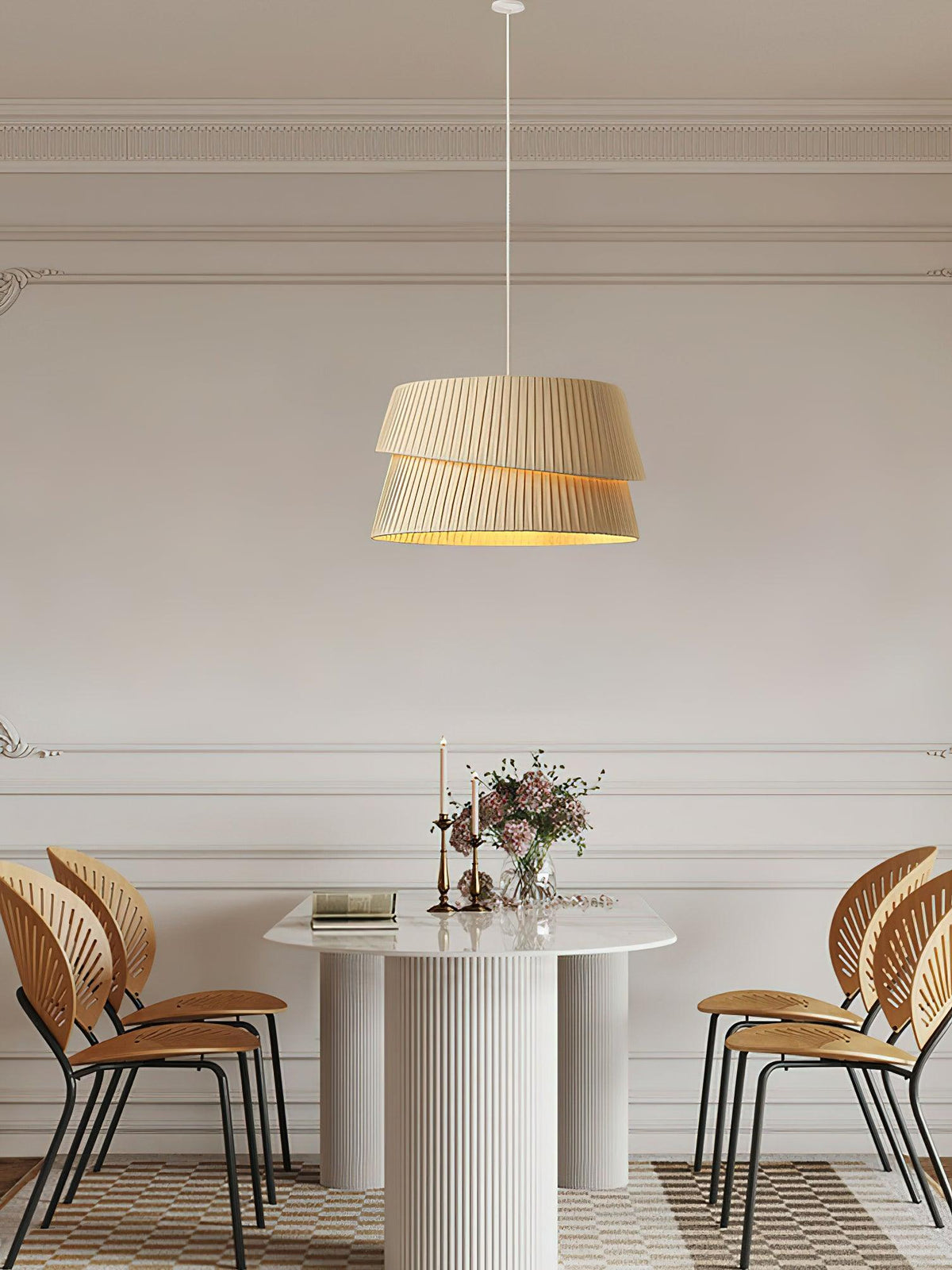 Tocan Pendelleuchte aus Stoff skandinavischer Art in Beige