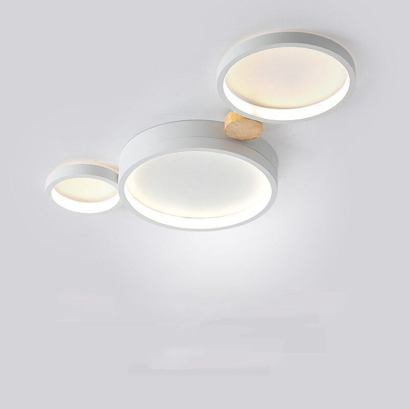 Muto Deckenleuchte Rund Modern LED Weiß/Grau/Grün, Wohnzimmer, Holz