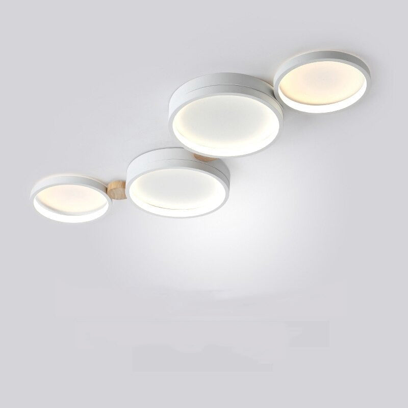 Muto Deckenleuchte Rund Modern LED Weiß/Grau/Grün, Wohnzimmer, Holz