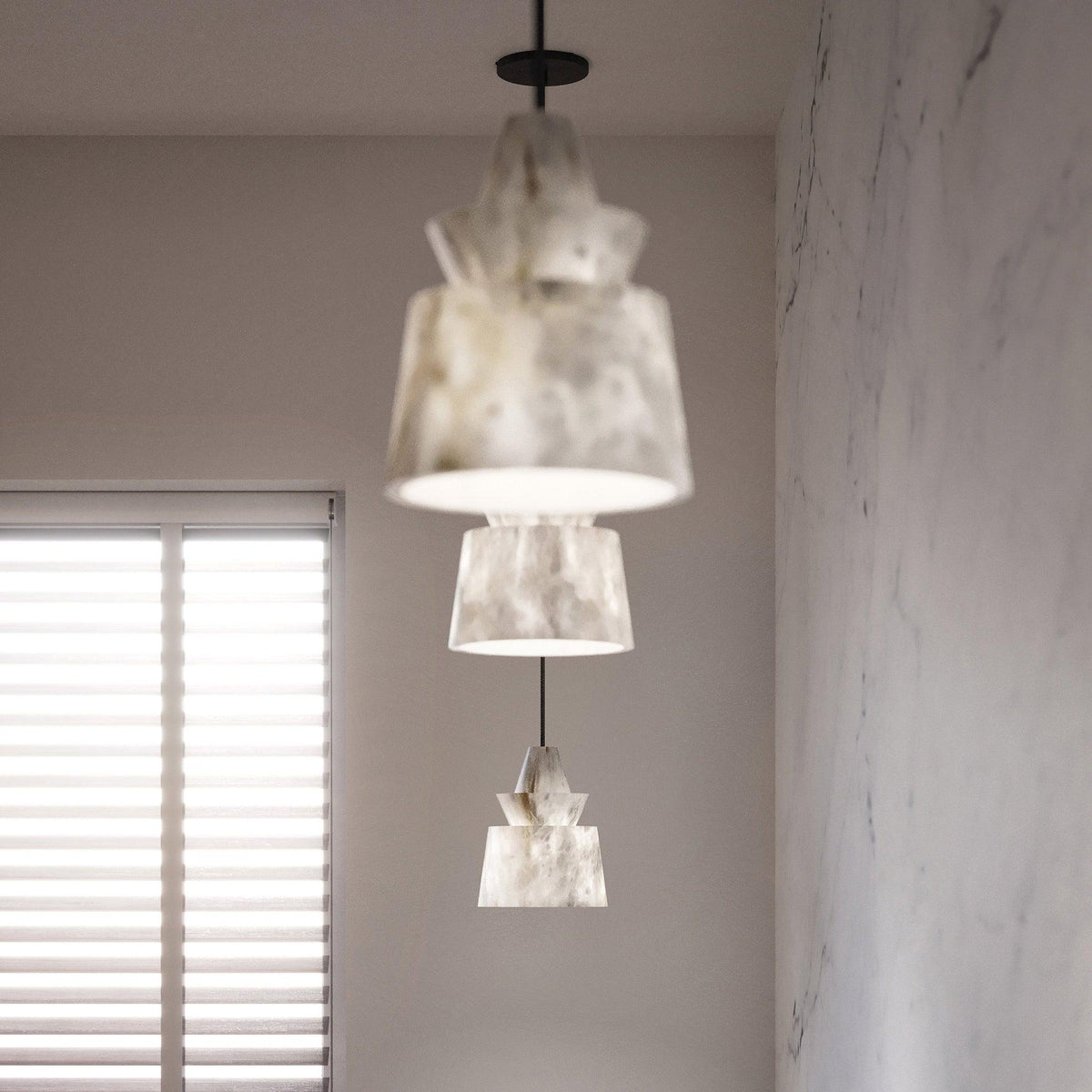 Curineth Minimalistische Pendelleuchte aus Alabaster