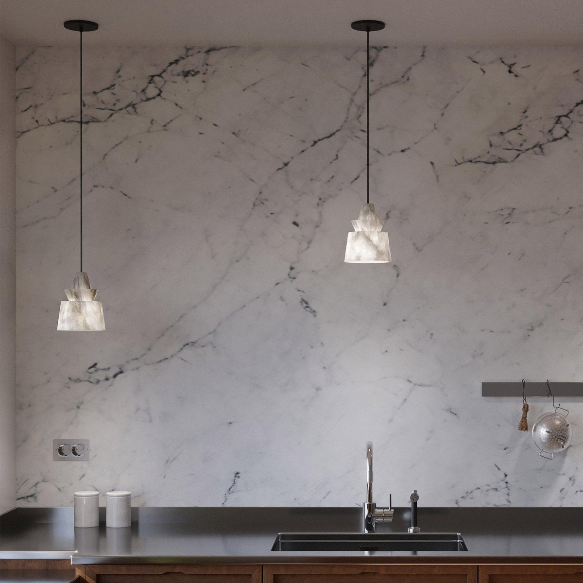 Curineth Minimalistische Pendelleuchte aus Alabaster