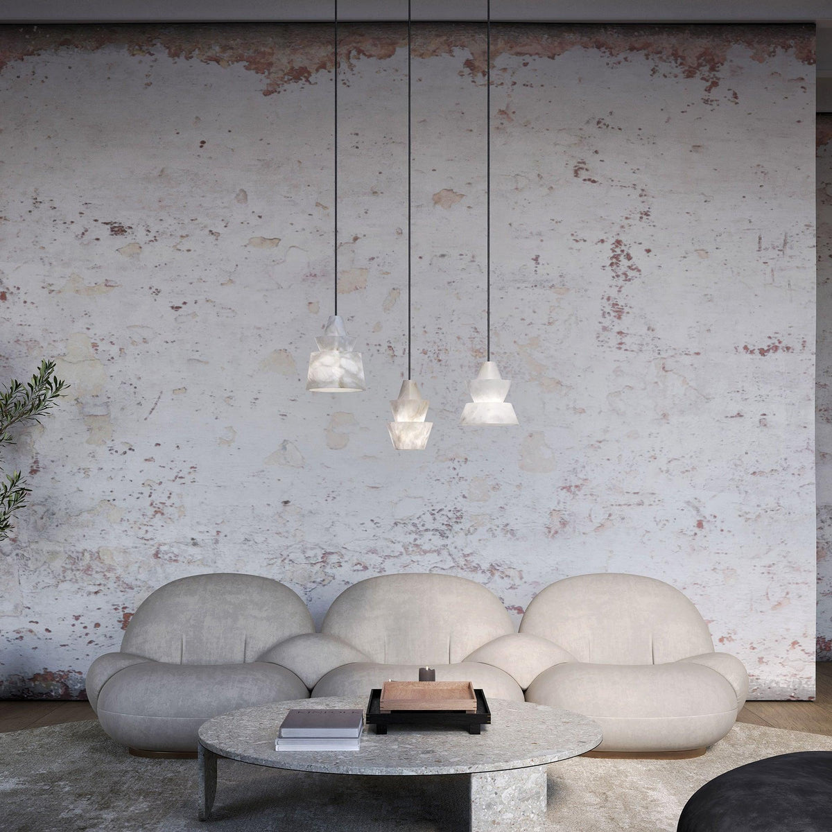 Curineth Minimalistische Pendelleuchte aus Alabaster
