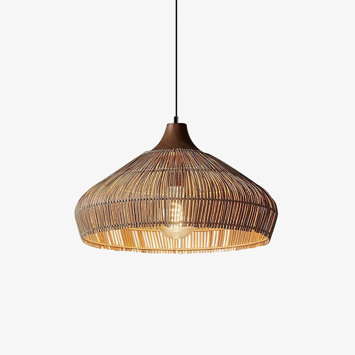 Lythean Elegance Art Rattan Pendelleuchte aus Holz