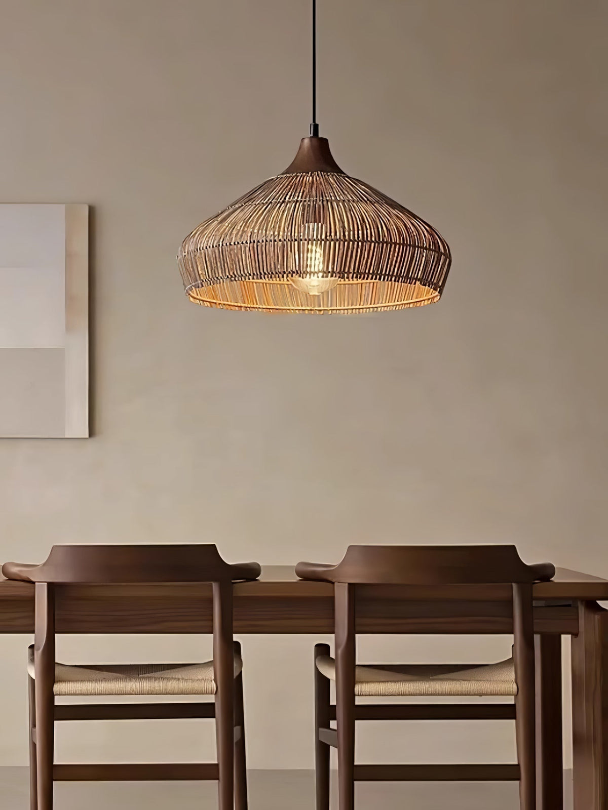Lythean Elegance Art Rattan Pendelleuchte aus Holz