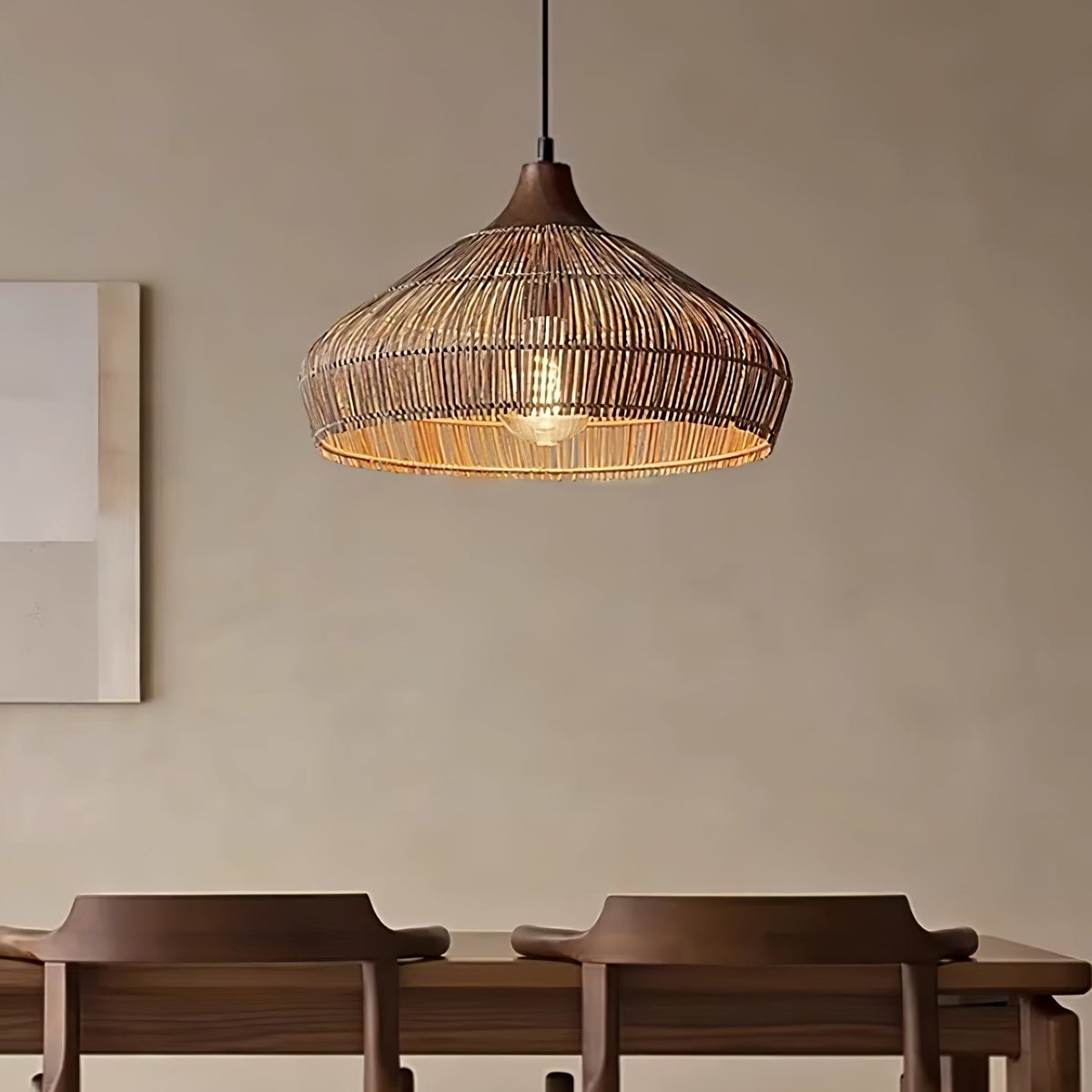 Lythean Elegance Art Rattan Pendelleuchte aus Holz