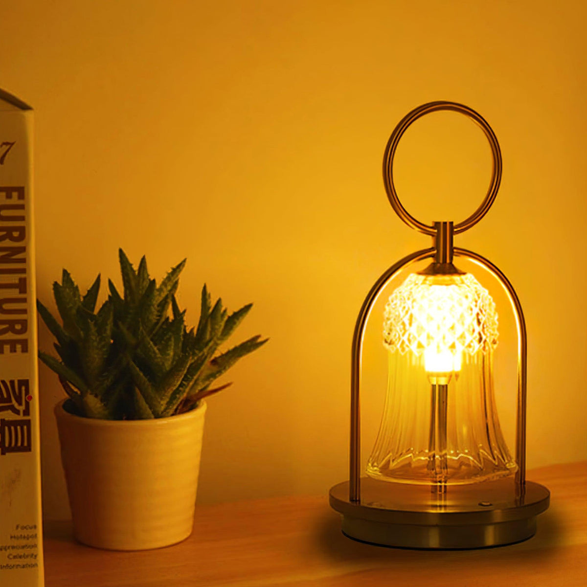 Bell Tischleuchte aus Vintage-Glas