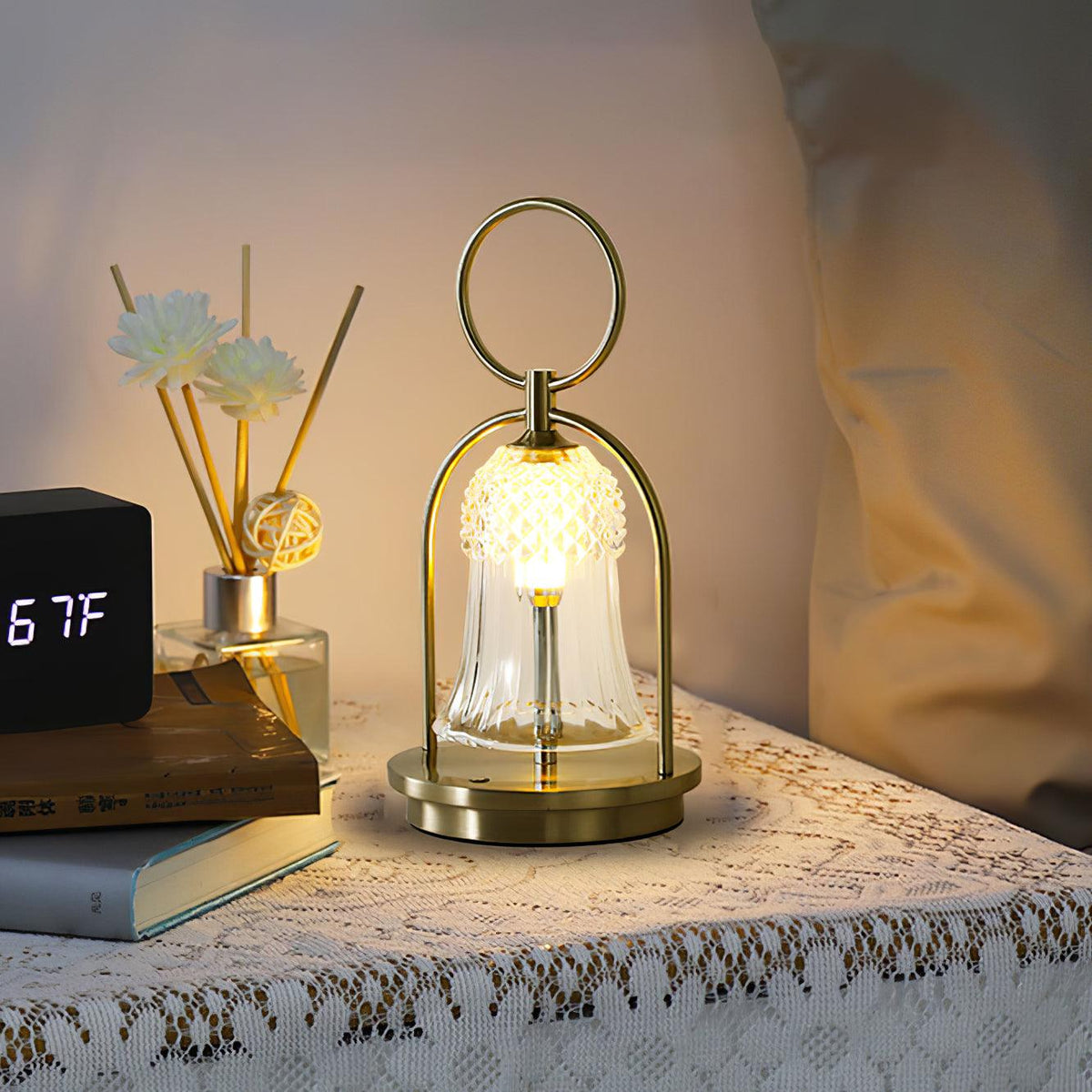 Bell Tischleuchte aus Vintage-Glas