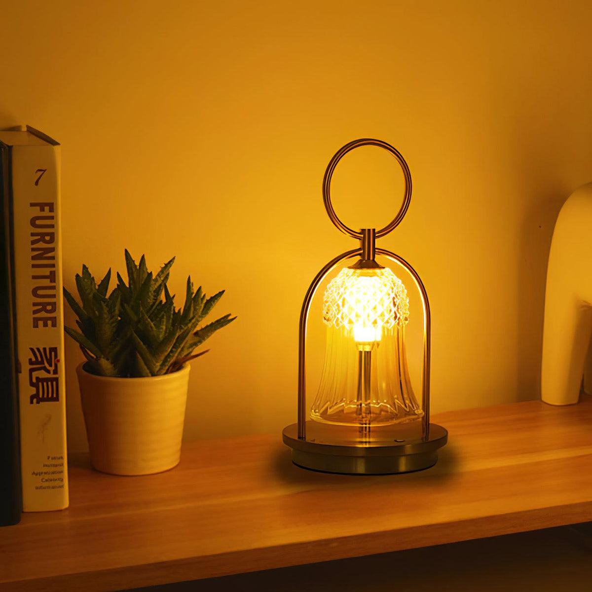 Bell Tischleuchte aus Vintage-Glas