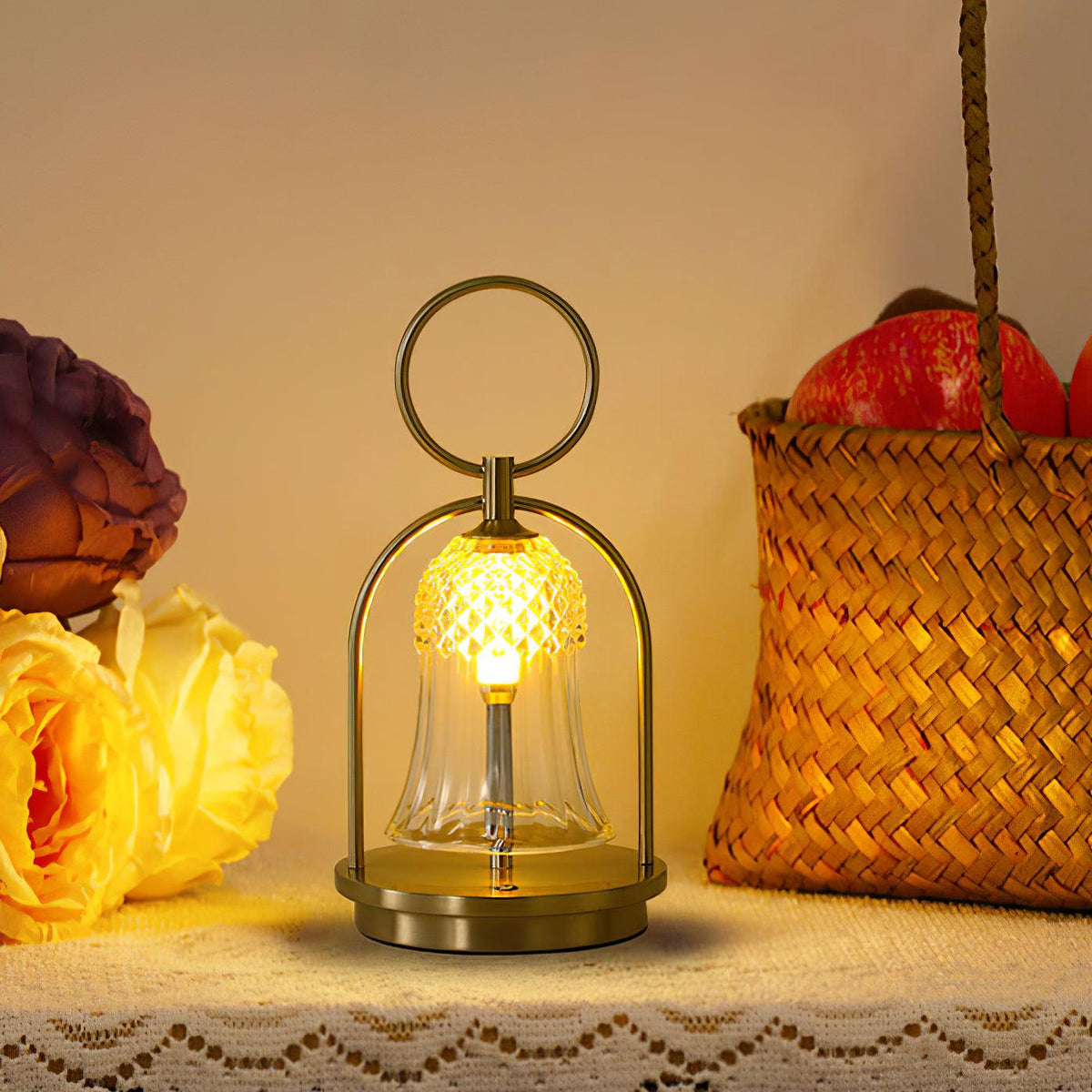 Bell Tischleuchte aus Vintage-Glas