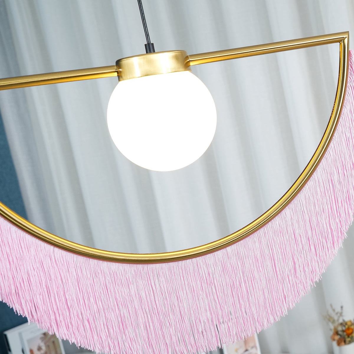 Sirove Pendelleuchte Stofffransen Kugel Retro Bohemian