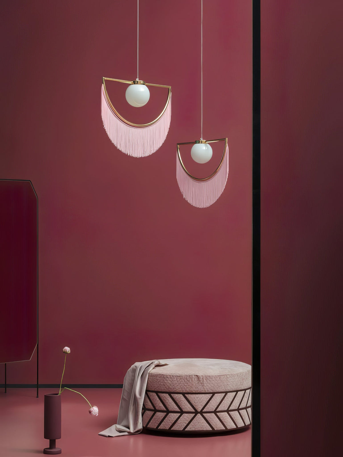 Sirove Pendelleuchte Stofffransen Kugel Retro Bohemian