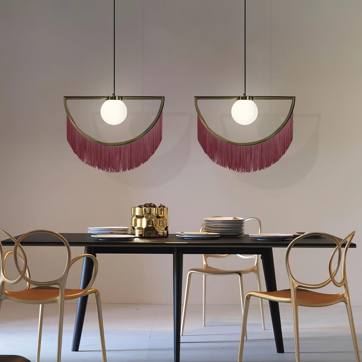 Sirove Pendelleuchte Stofffransen Kugel Retro Bohemian