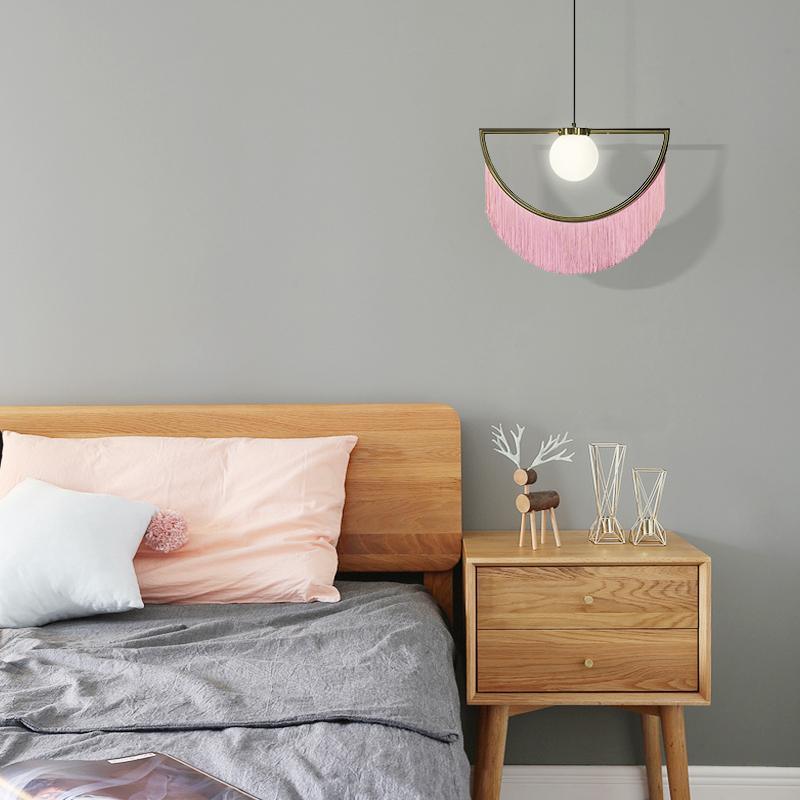Sirove Pendelleuchte Stofffransen Kugel Retro Bohemian