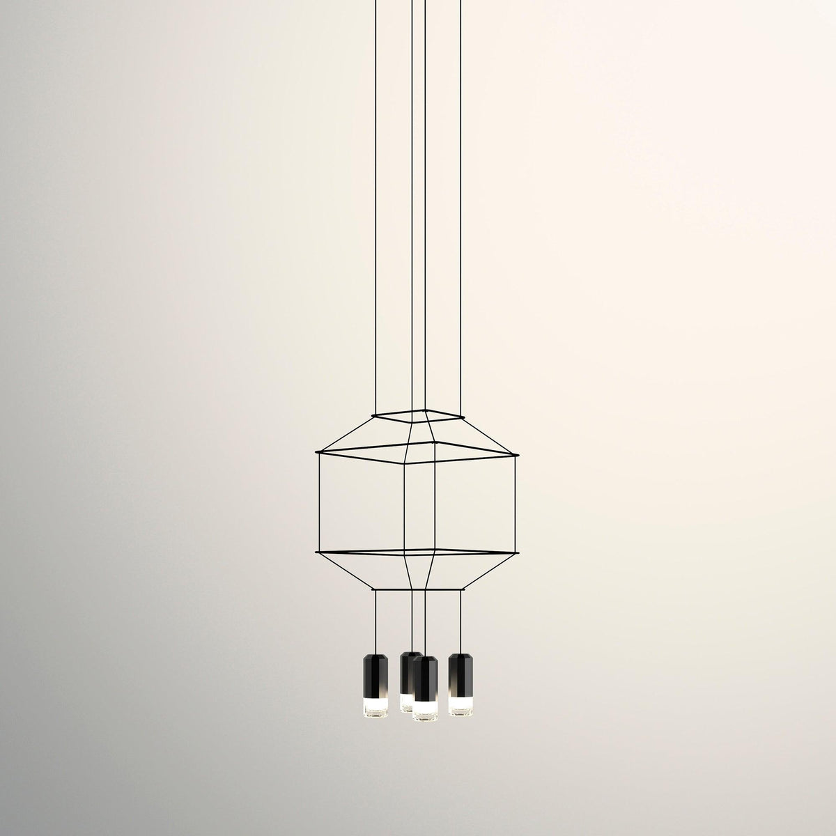 Elaalora Pendelleuchte Geometrisches Drahtdesign Schwarz LED