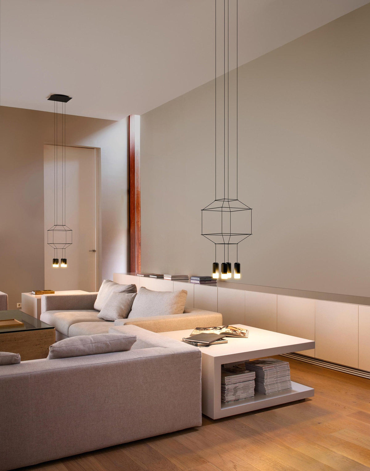 Elaalora Pendelleuchte Geometrisches Drahtdesign Schwarz LED