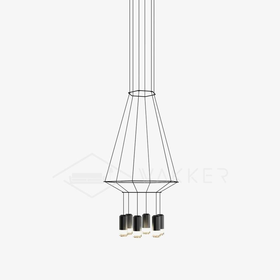 Elaalora Pendelleuchte Geometrisches Drahtdesign Schwarz LED