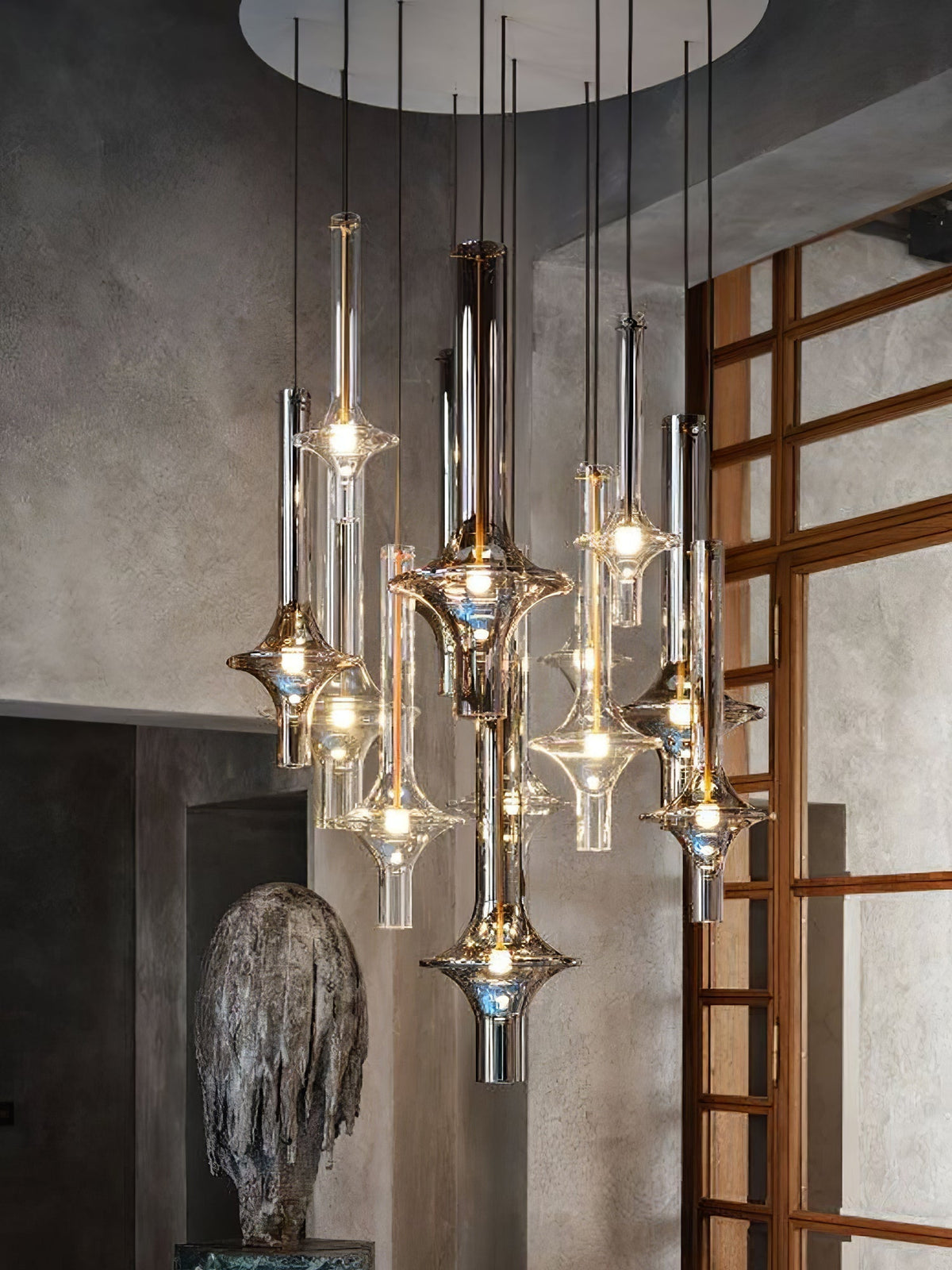 Sarenol Pendelleuchte aus Glas im industriellen Glam-Stil