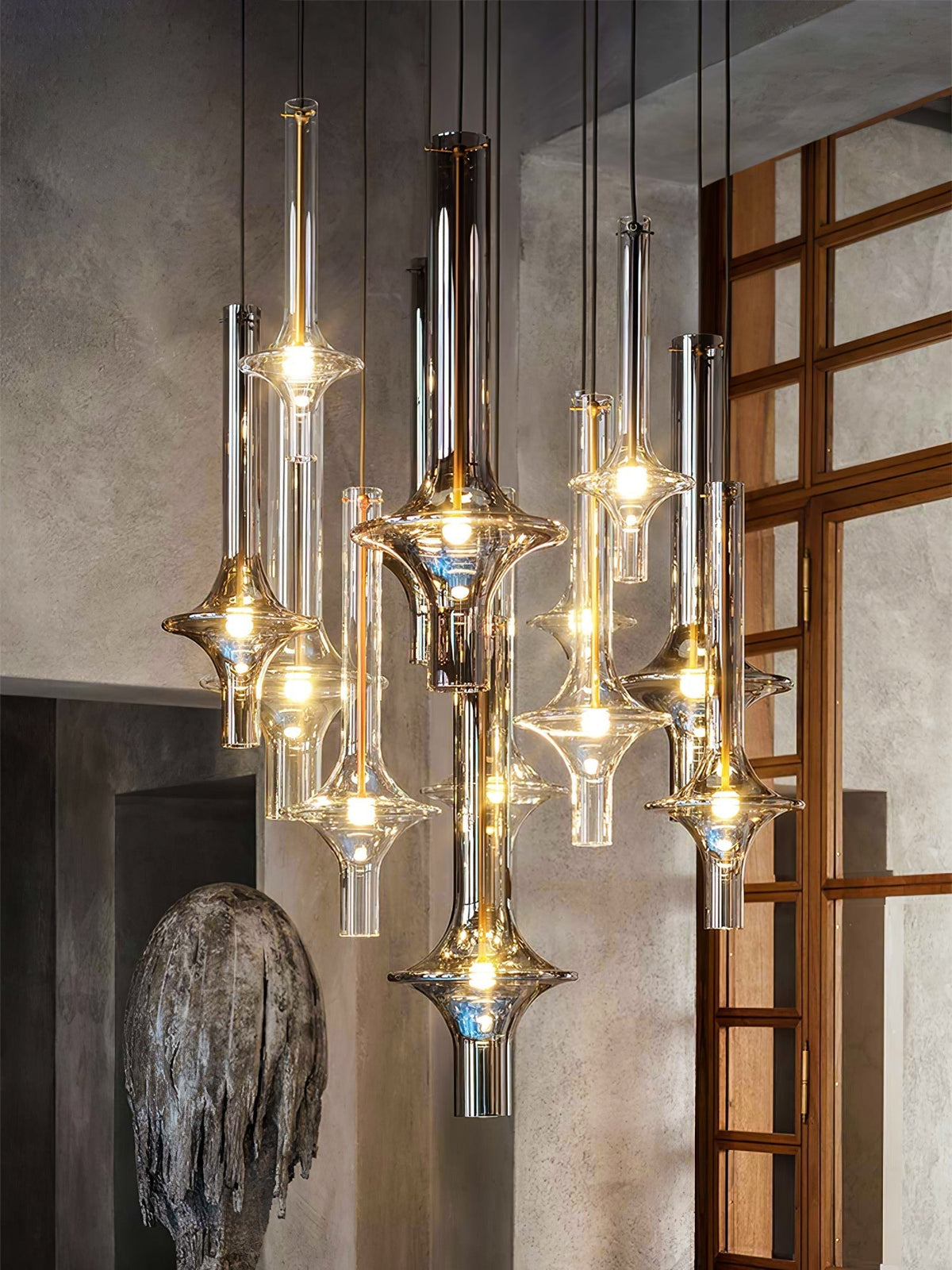 Sarenol Pendelleuchte aus Glas im industriellen Glam-Stil