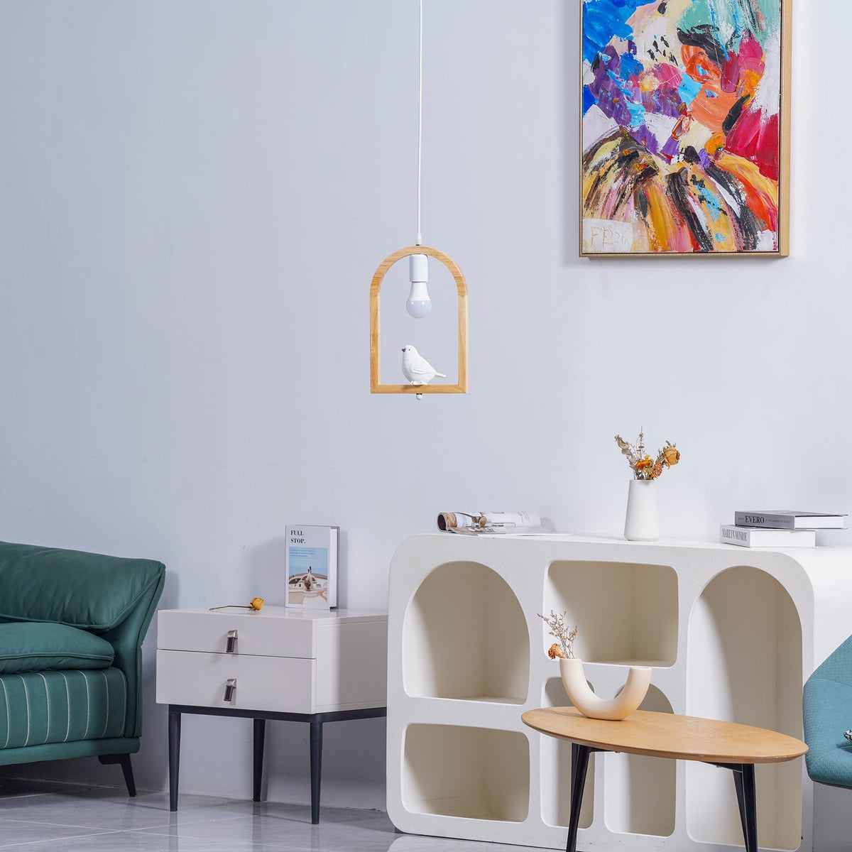 Ceda Pendelleuchte aus Holz und Kunstharz