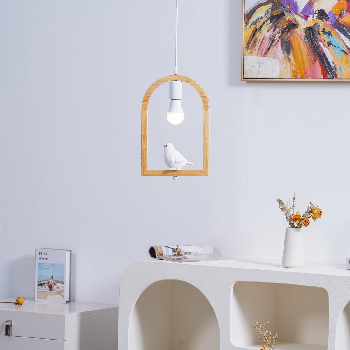 Ceda Pendelleuchte aus Holz und Kunstharz