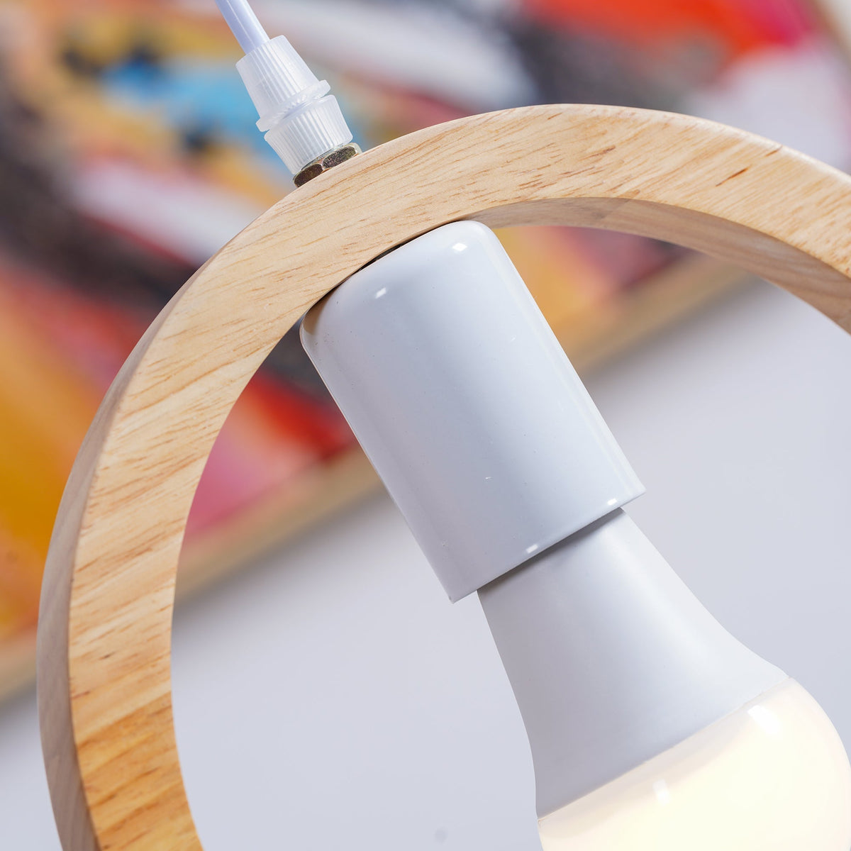Ceda Pendelleuchte aus Holz und Kunstharz