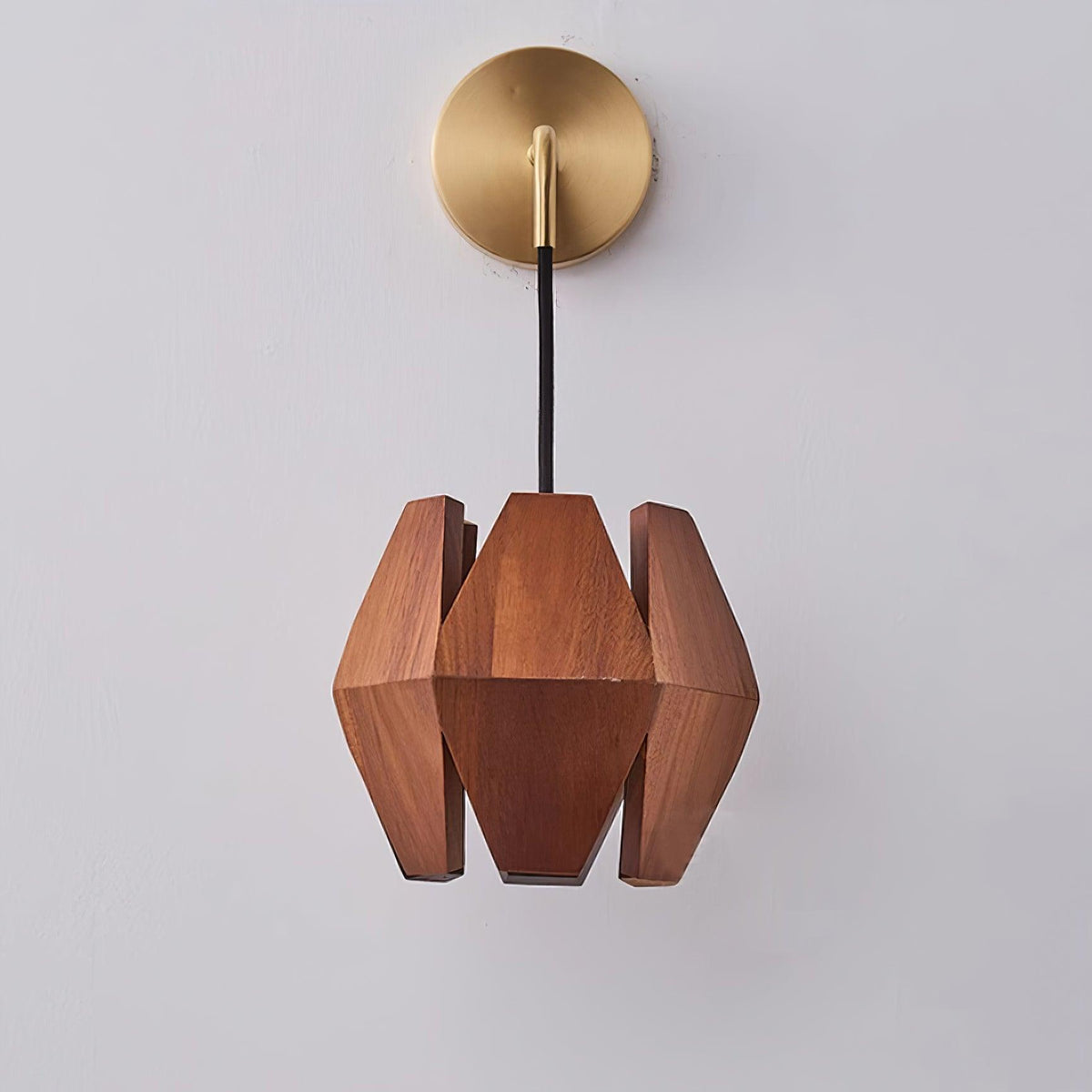 Wandleuchte Geometrischer Holzlampenschirm Warmes Leuchten Nordisch Minimalistisch Akzent