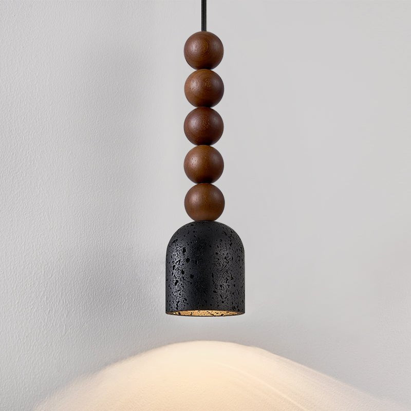 Tavirine Pendelleuchte aus Holz mit Travertin-Lampenschirm