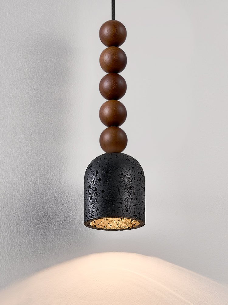 Tavirine Pendelleuchte aus Holz mit Travertin-Lampenschirm