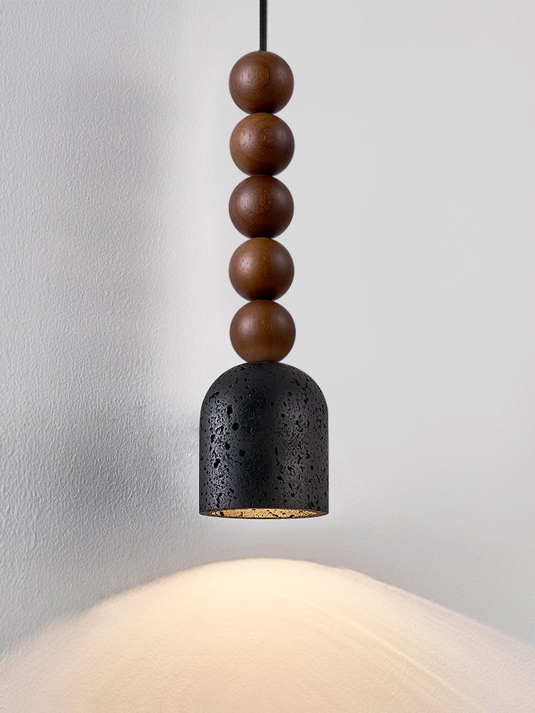 Tavirine Pendelleuchte aus Holz mit Travertin-Lampenschirm