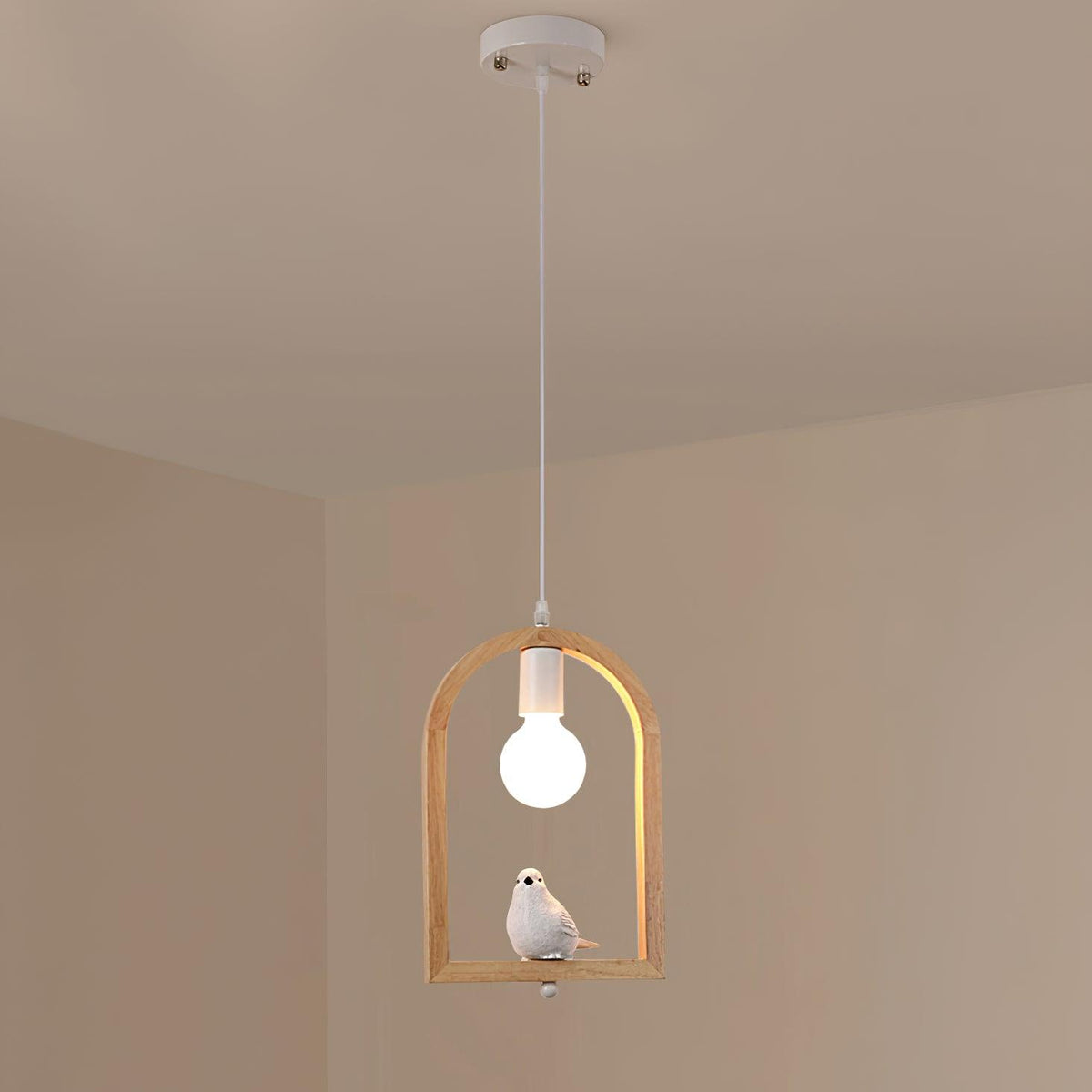 Ceda Pendelleuchte aus Holz und Kunstharz