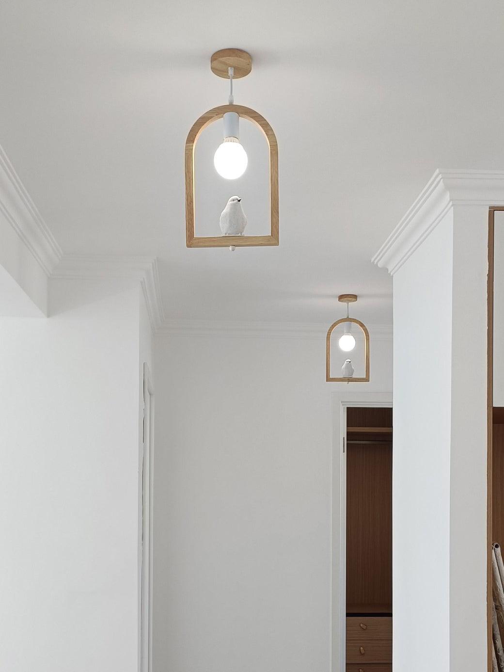 Ceda Pendelleuchte aus Holz und Kunstharz