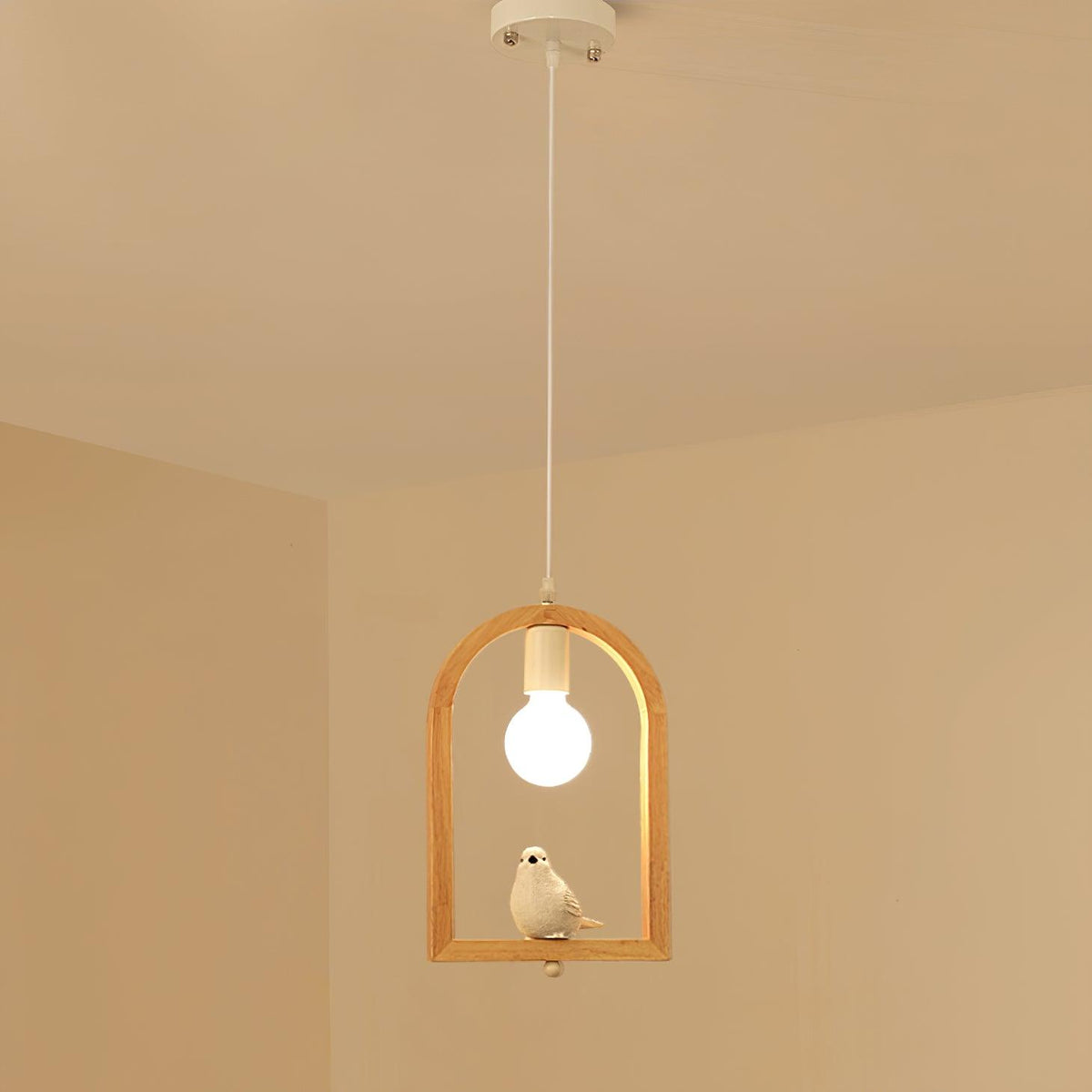 Ceda Pendelleuchte aus Holz und Kunstharz