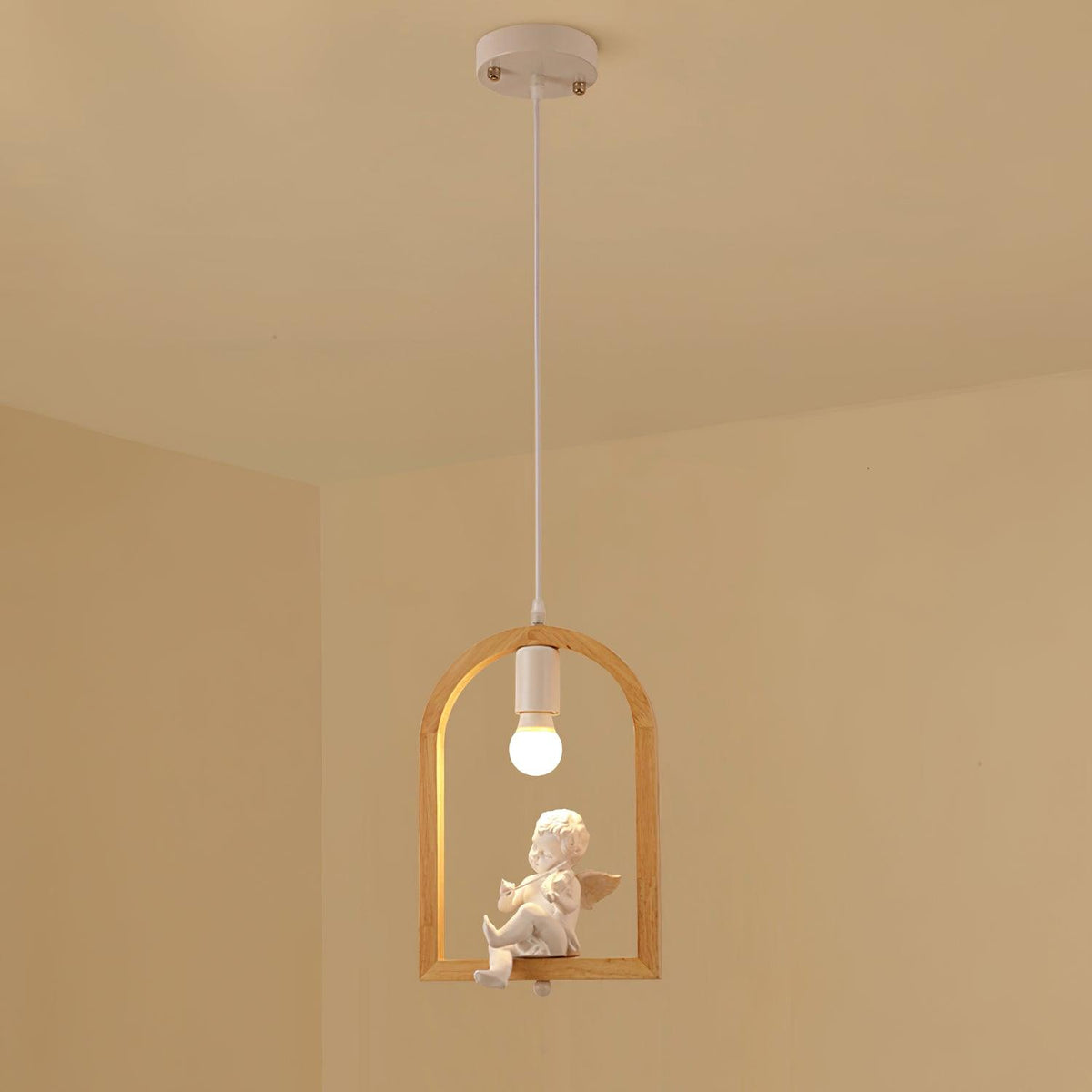 Ceda Pendelleuchte aus Holz und Kunstharz