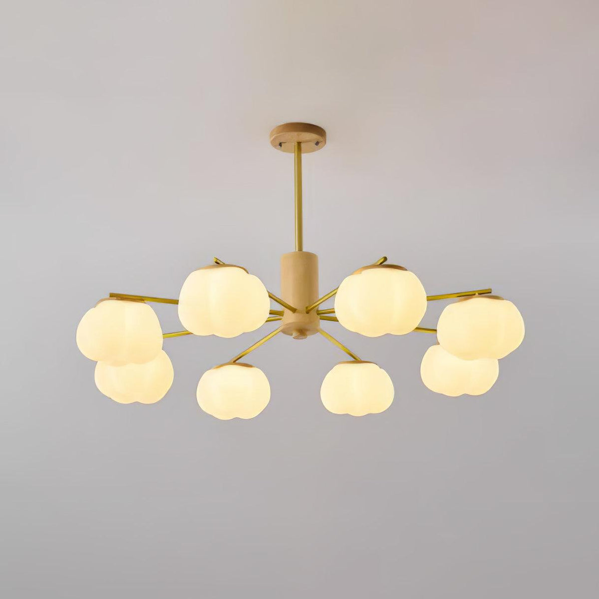 Sylanira Kronleuchter Kronleuchte Holz-Kugeln Gold PE
