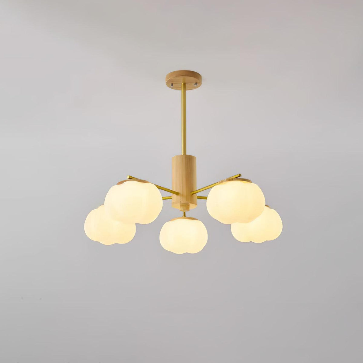 Sylanira Kronleuchter Kronleuchte Holz-Kugeln Gold PE