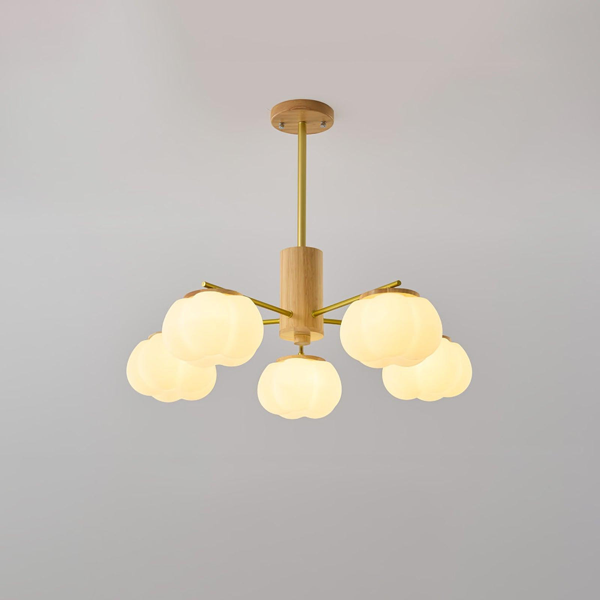 Sylanira Kronleuchter Kronleuchte Holz-Kugeln Gold PE