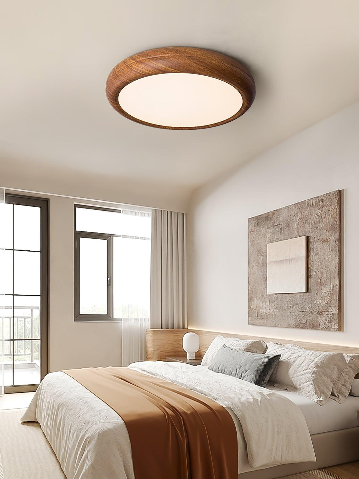 Niralel Deckenleuchte Holzmaserung Acryl rund