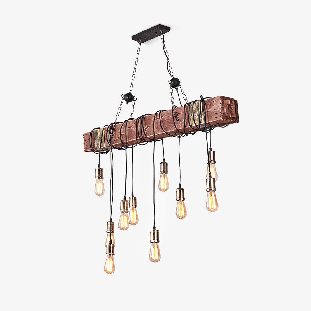 Wexb Kronleuchter Holzträger Edison-Glühbirne rustikaler Landhausstil
