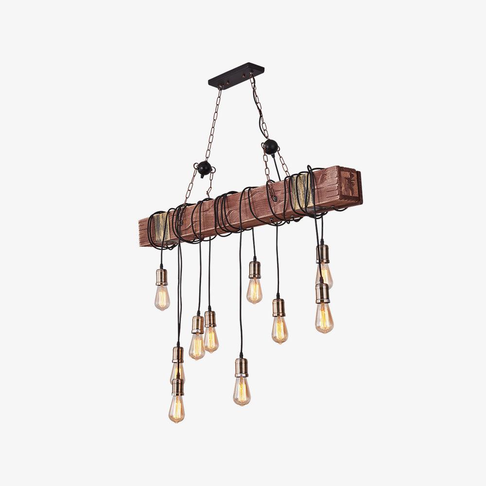 Wexb Kronleuchter Holzträger Edison-Glühbirne rustikaler Landhausstil