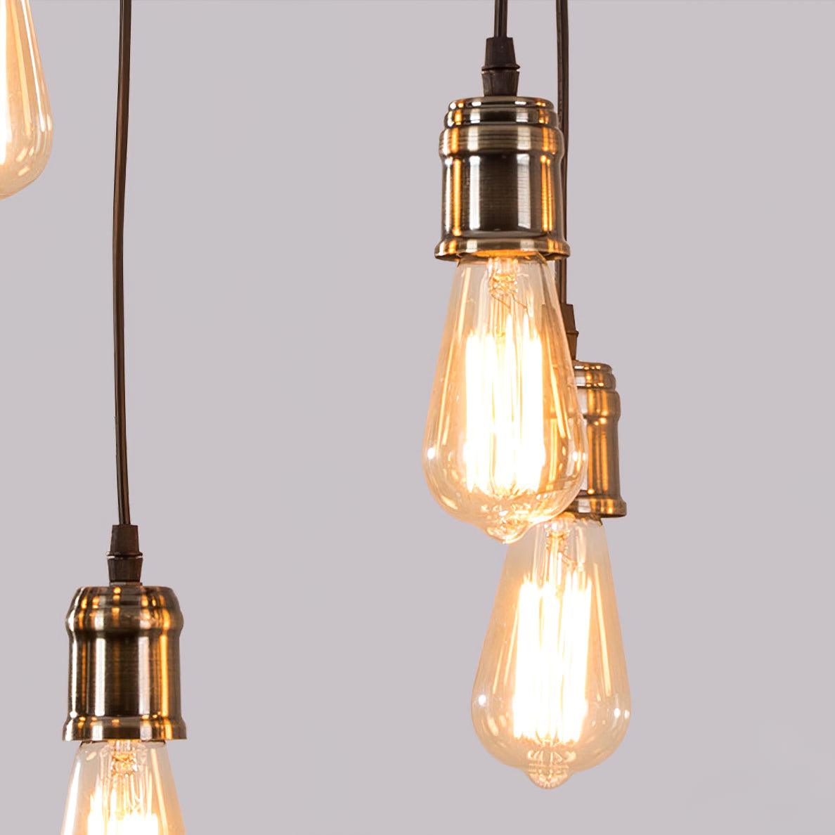 Wexb Kronleuchter Holzträger Edison-Glühbirne rustikaler Landhausstil