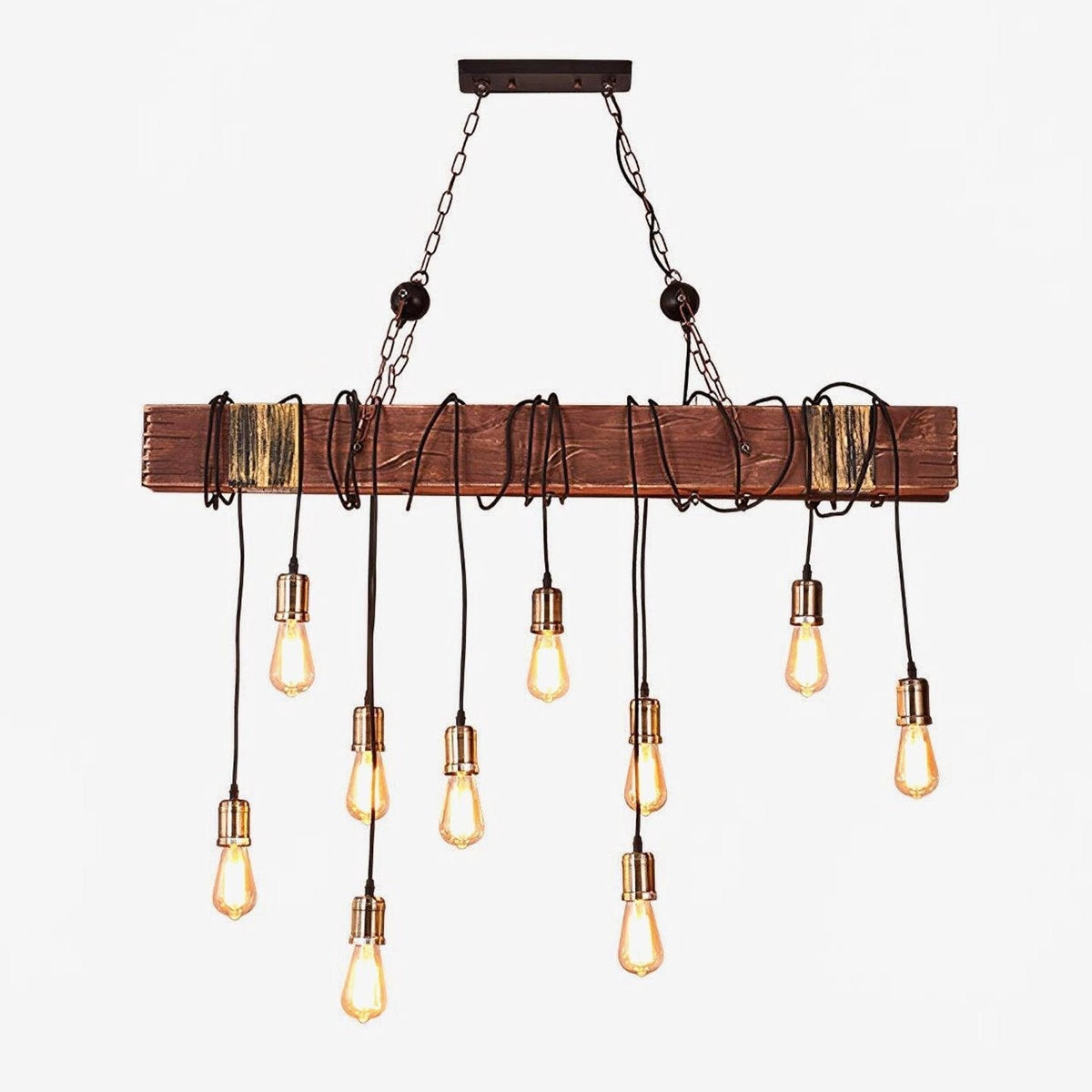 Wexb Kronleuchter Holzträger Edison-Glühbirne rustikaler Landhausstil