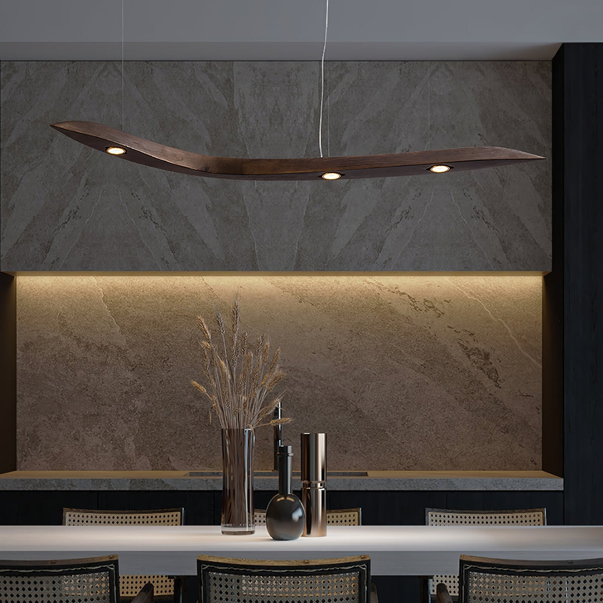 Queral Flow Minimalistische Pendelleuchte aus Holz