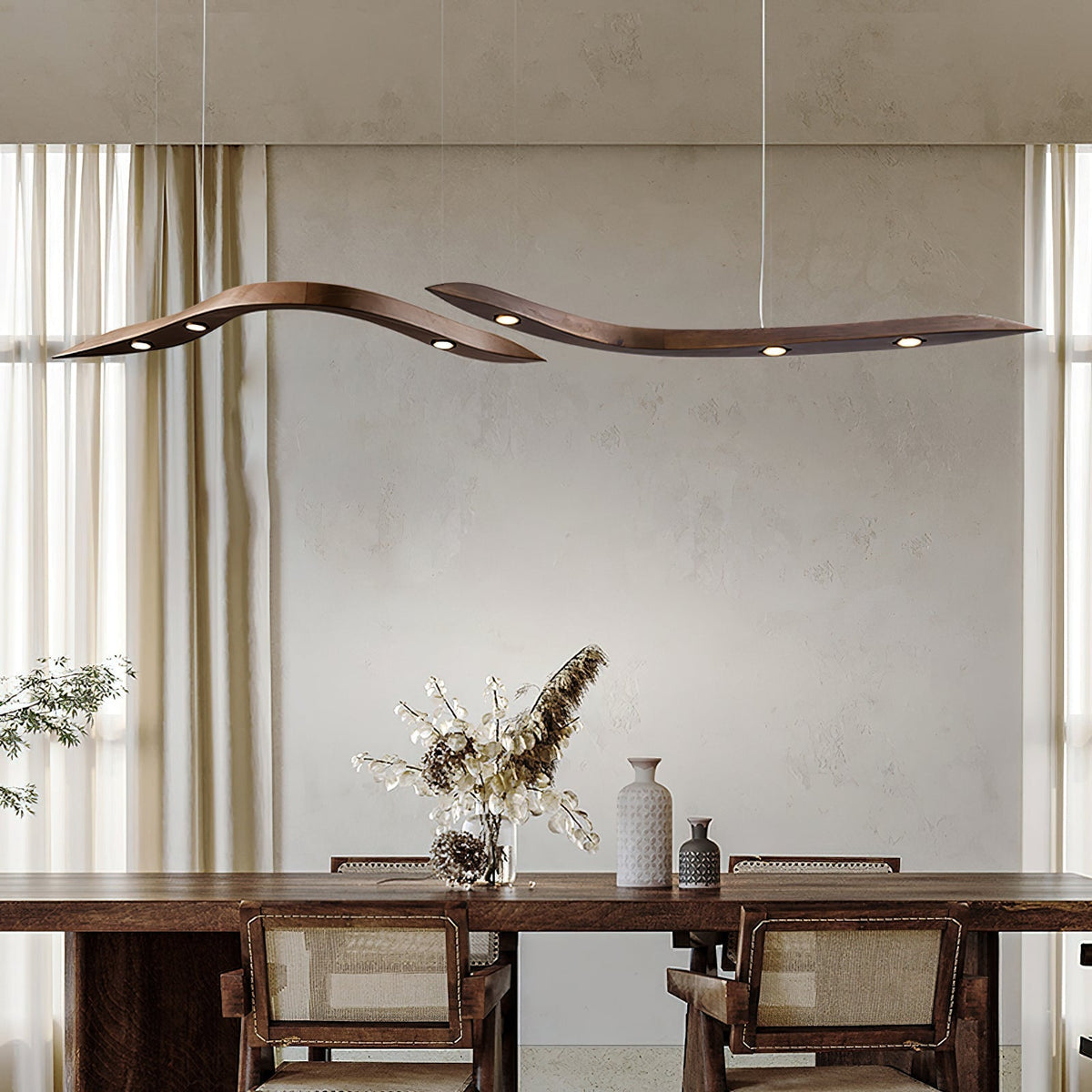 Queral Flow Minimalistische Pendelleuchte aus Holz