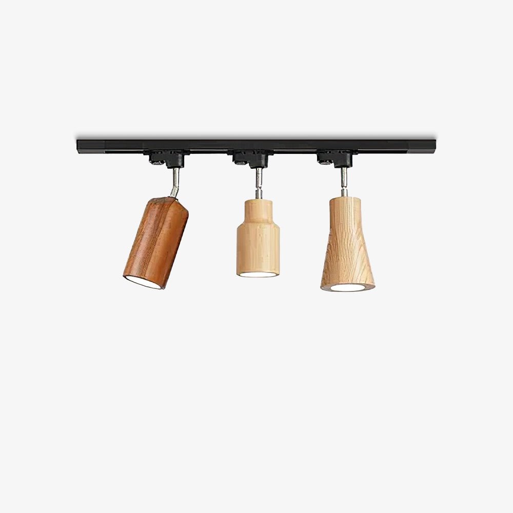 Elviian Deckenleuchte Holz-Schiene verstellbare Lichtköpfe