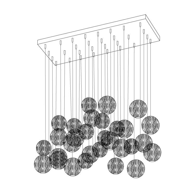 Vixor Pendelleuchte im nordischen Orb-Sphären-Cluster aus Holz