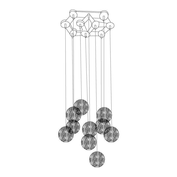 Vixor Pendelleuchte im nordischen Orb-Sphären-Cluster aus Holz