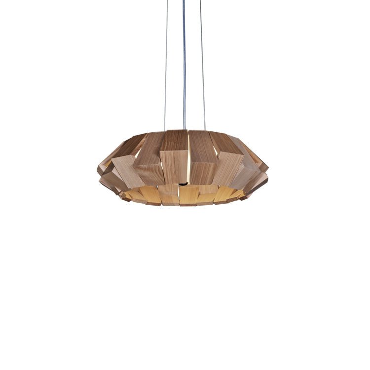 Viresto Kronleuchter aus Holz in Patchwork-Ring-Optik